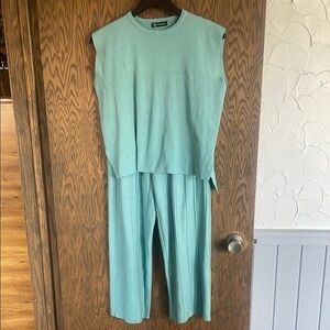 Pastel Blue Sleeveless Top and Pants Set